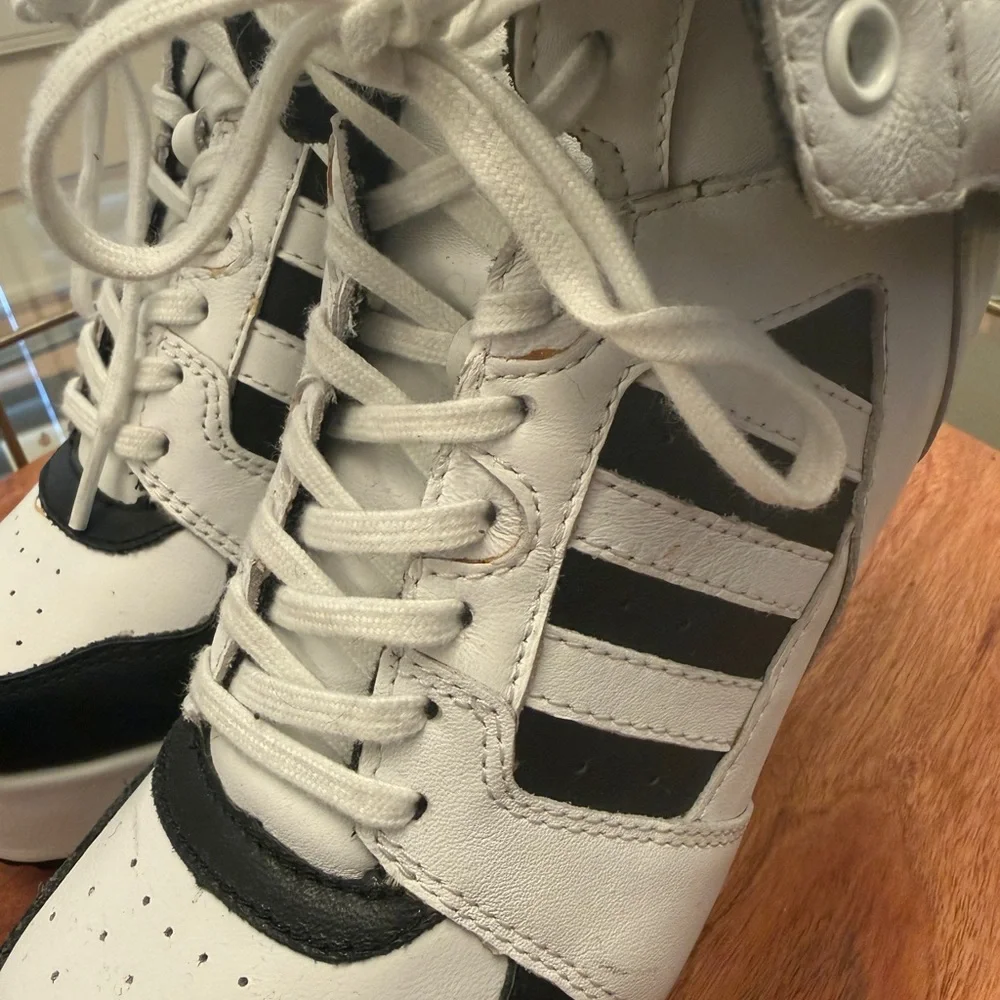 Jeremy Scott x Adidas Black and White Wedge Sneakers - Picture 8 of 17